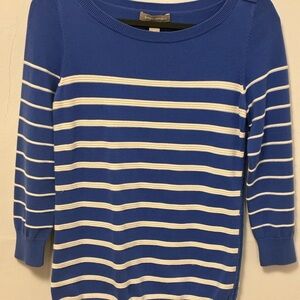 Women’s Banana Republic Blue/Cream Striped Cotton Sweater 💯 Cotton Medium